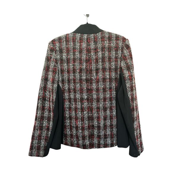 Lane Bryant Red, Gray & Black Metallic Modern Tweed Blazer Jacket Size 18 - Picture 4 of 11